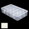 Large 15 Grid Clear Organizer Box Adjustable Dividers - Plastic Compartment Storage Container for Washi Tapes, Craft, Beads, Jewelry, Small Parts
